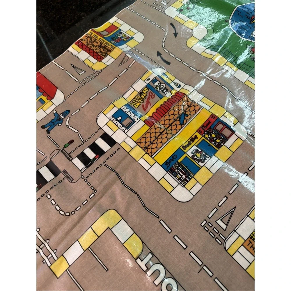 Vintage Toy Car Play Mat Playmat Recticel Sutcliffe Ltd. Town 44x35 City Trains